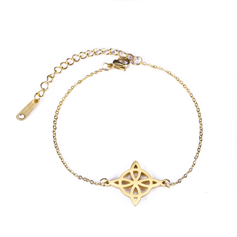 Geometric Witch Knot Charm Bracelet Women Fashion Stainless Steel Pendant Wicca Amulet Jewelry Gifts