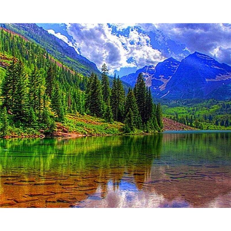 Full Drill Diamond Embroidery Mountains And Rivers Scenery Craft Kit 5d Diamond Mosaic Landscape Needlework Home Deco