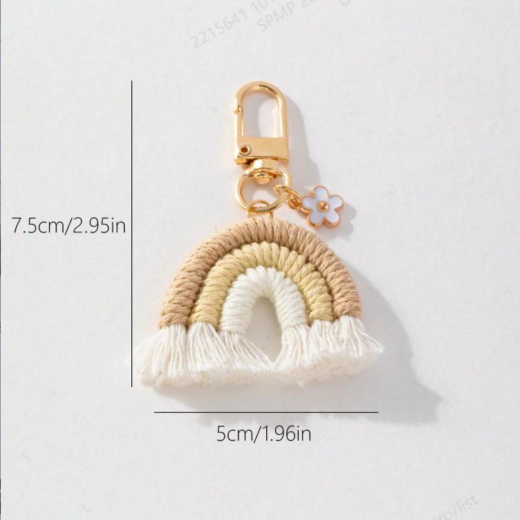 Hand-Woven Rainbow Keychain Pendant