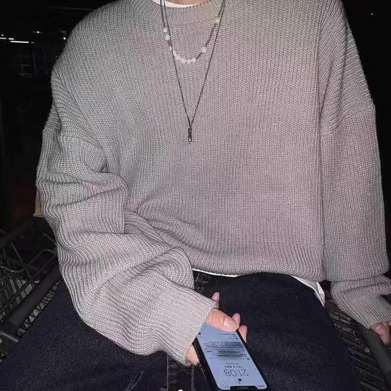 Módne svetre Pánske jesenné jednofarebné Vlnené svetre Slim Fit Muži Street Wear Pánske oblečenie Pletené svetre Pánske pulóvre