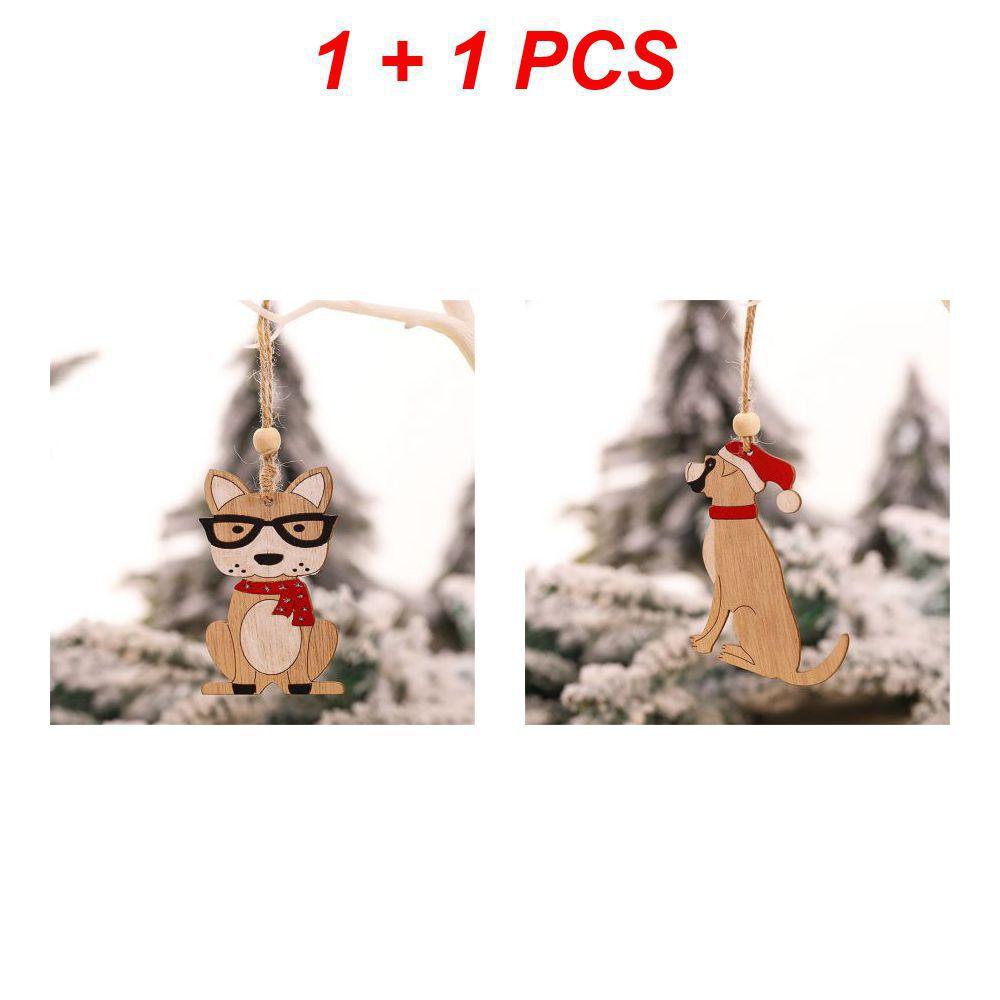 Car Ornaments Small Christmas Tree Hanging Wooden Pendants Elk Cartoon Animal Ornaments 2025 New Christmas Holiday Decorations