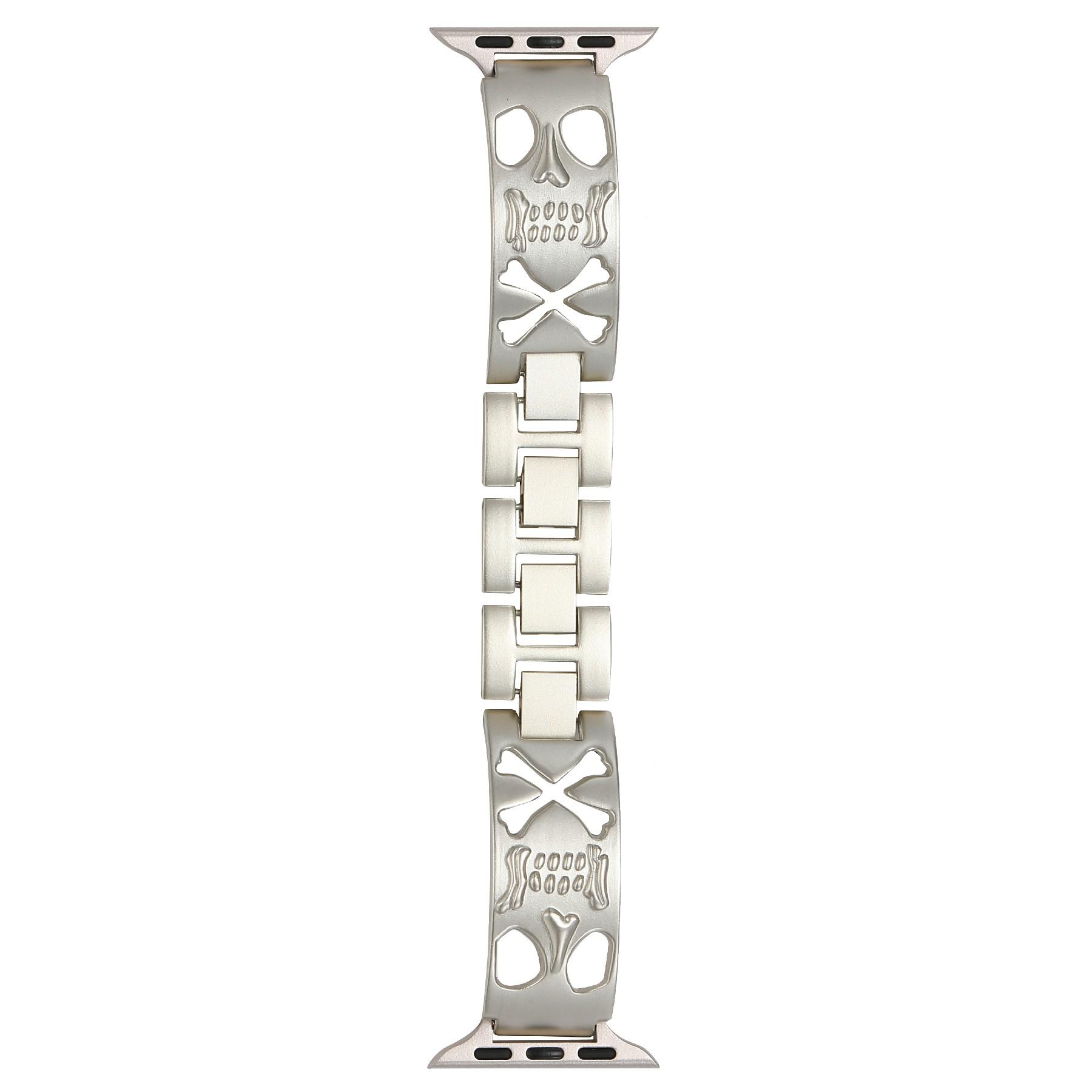 

Watch Band For Apple Watch Series 10 9 8 7 SE 6 5 4 3 2 1 42mm 41mm 40mm 38mm Skull Design Breathable Metal Alloy Strap Starlight