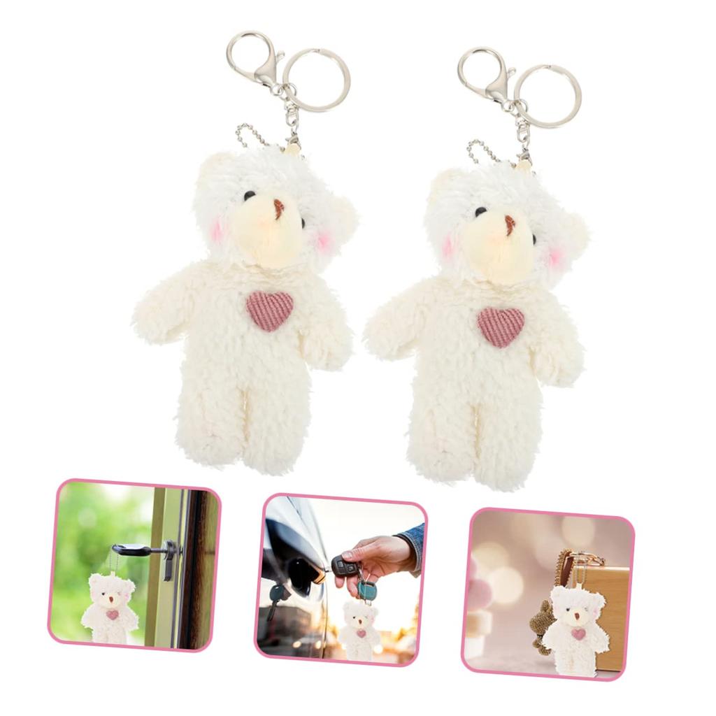 EXCEART Set of 2 Fluffy Bear Plush Hanging Ornaments for Bags Cute Animal Lightweight Soft Cute Keychains Keychains, & Backpacks, Pendants, Material,