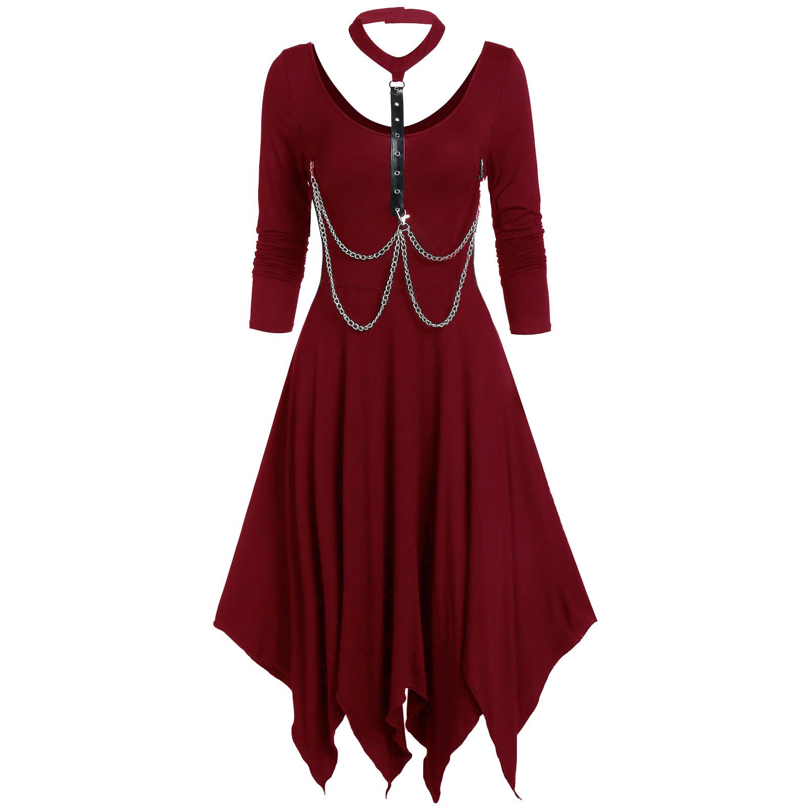 

Женское сексуальное ретро платье на Хэллоуин в готическом стиле с подтяжками и рукавами-трубами на бедрах XL красный