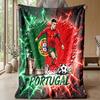 Portugal Football Printed Flannel Blanket Skin Friendly Warm Decorative Throw for Indoor Couch Bed Daily Use