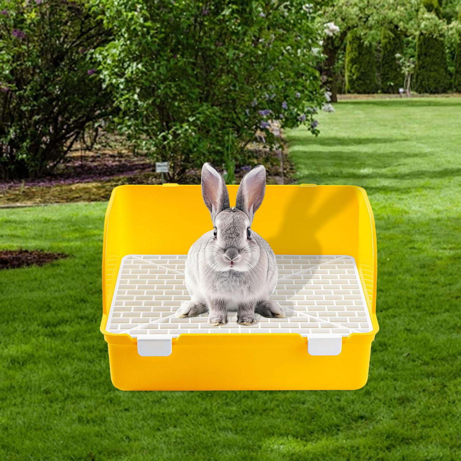 

Bunny Litter Box Animal Tray Training Pan Potty Toilet for Gerbil Hamster Cage Small жёлтый
