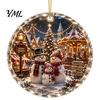 Christmas Landscape Ornament Scene Acrylic for Holiday Tree Decor, Decorative Seasonal Ornaments Hanging Keepsake Party And Home Decorations Supplies