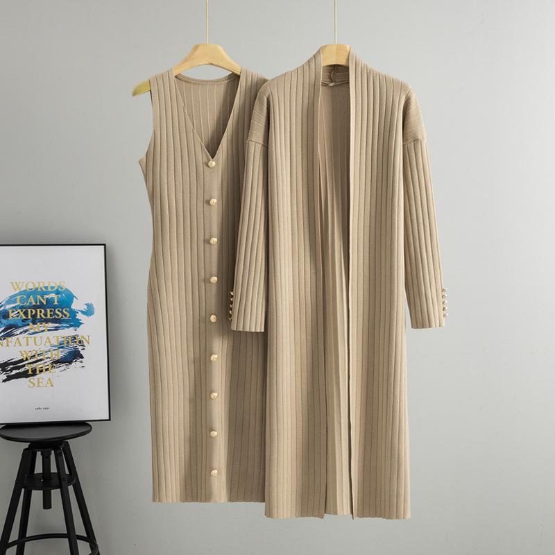 Women's Cross-Border Knit Cardigan & Dress Two-Piece Set - Spring/Autumn Style