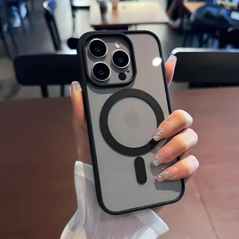 Luxury For Magsafe Transparent Case For iPhone 17 16 11 12 13 14 15 Pro Max Plus Mini Magnet Shockproof Clear Bumper Cover