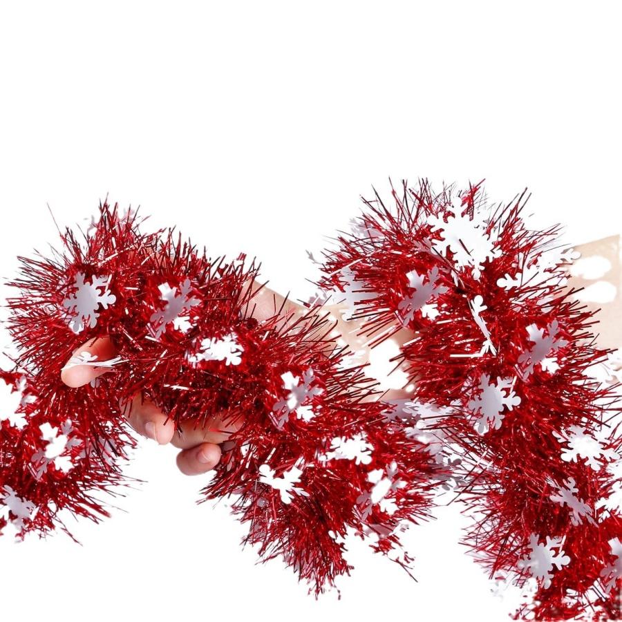 1pc Christmas Decoration Ribbon Red White Green Snowflake Party Tinsel Garland Home Store Dining Table Decoration Ornament