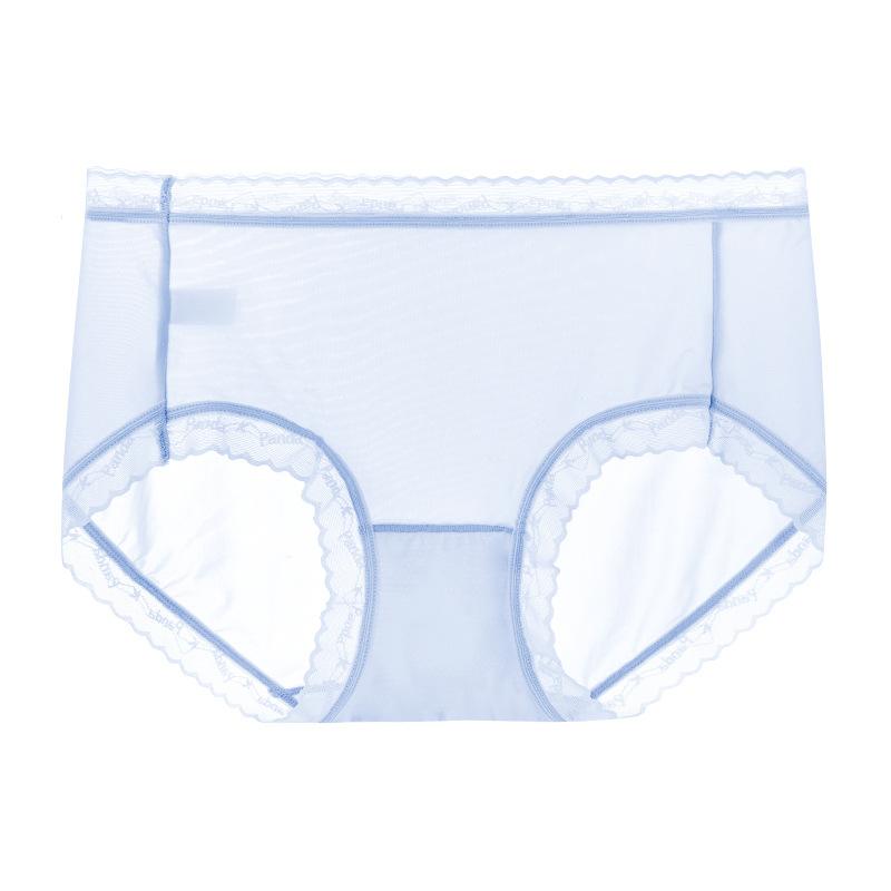 

Нижнее белье из ледяного шелка, женские хлопковые антибактериальные кружевные шорты со средней талией, сексуальные летние тонкие треугольные шорты one size светло-синий