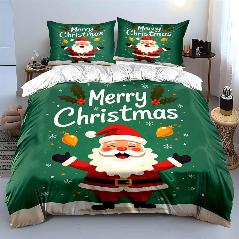 Christmas Santa Bedding Set Bedding Duvet Cover Set Duvet Cover Pillowcases (1 * Duvet Cover 2 * Pillowcases, Without Duvet Insert)