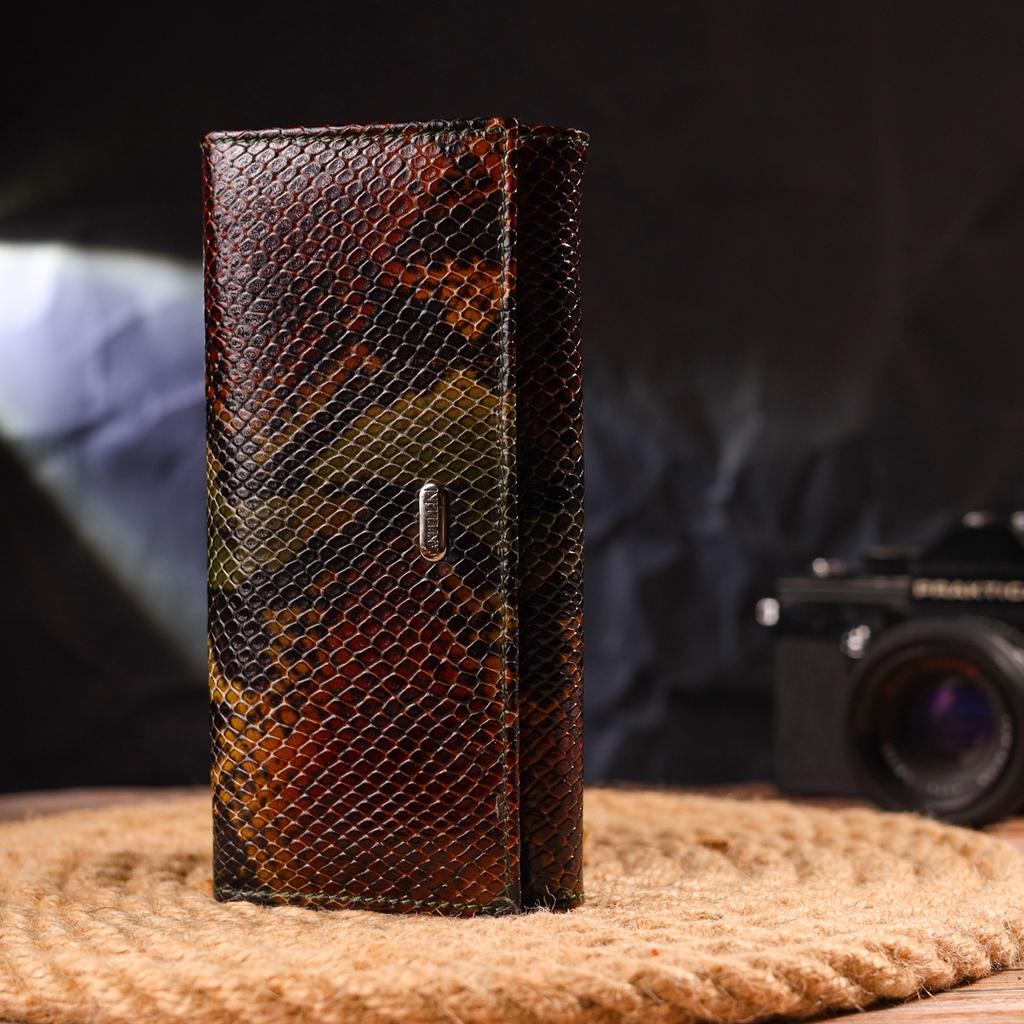 Women's Horizontal Wallet Made of Genuine Leather with Snake Embossing CANPELLINI Wallet 21648 Multicolour