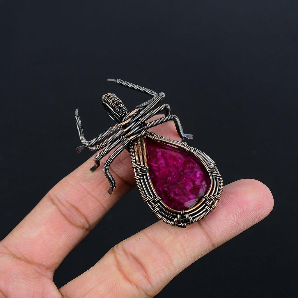 Ruby Pendant Gemstone Jewelry, 999 Copper Wire Wrapped Handmade Pendant, Latest Design Jewelry