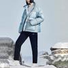 Li Ning Loose Fit Short Down Jacket With Stand Collar Women Jackets Blue AYMR372-4