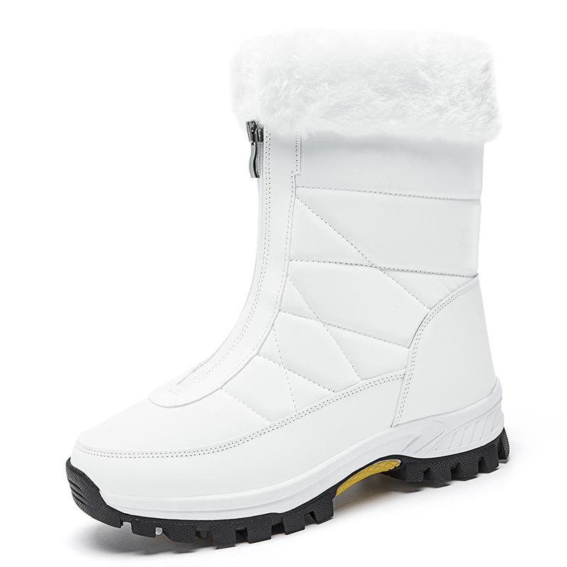 Waterproof Snow Boots With Zipper Warmth Insulated Cushioned Outdoor Winter Shoes