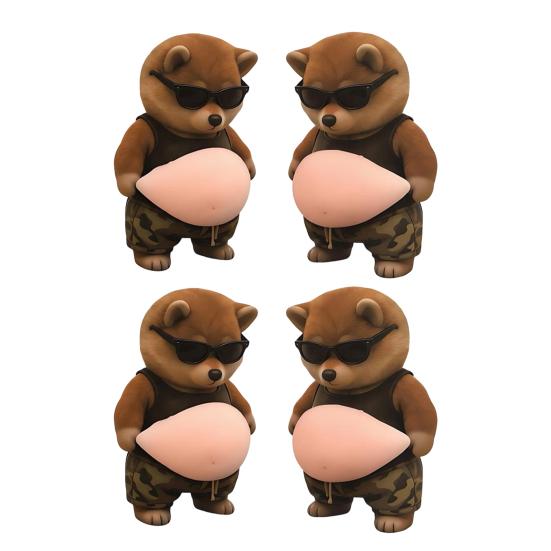 3D Pet Belly Sticker Soft Anti-Collision Sticker Cartoon Kitten/Puppy Decal with Big Belly Cute