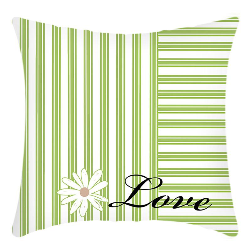 New Green Plant Pillowcase Green Daisy Letter Print Home Decoration Holiday Pillow Pillowcase