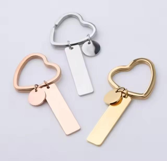 10Pcs/Lot Strip Blank Mirror Polished Stainless Steel Keychain For DIY Custom Women's Men's Keychain
