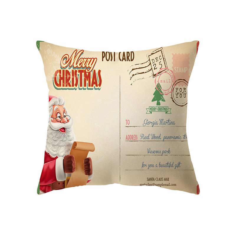 Merry Christmas Cute Santa Claus Print Pattern Cushion Cover Home Living Room Sofa Decoration Square Pillow Pillow Cover