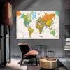 Decorative Hanging Picture Wall Poster World Map Classic Vintage Painting Home Decor for Teaching Living Room,Study