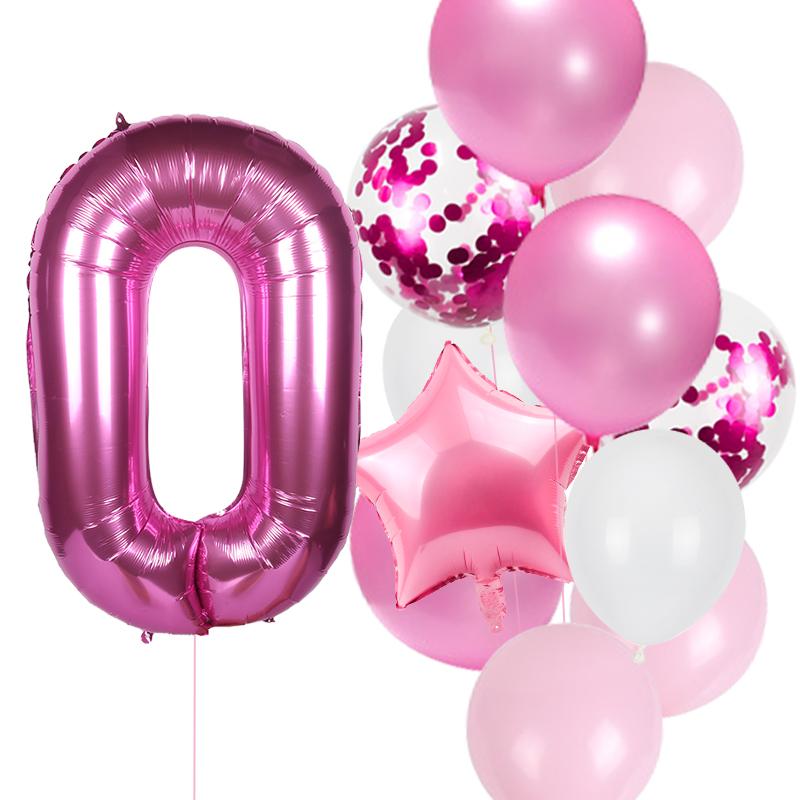 12pcs/lot girl birthday balloons set pink 1 2 3 4 5 6 7 8 9 40inch Number Foil Balloon for 1st 2nd 3rd Birthday Party Balls Toy
