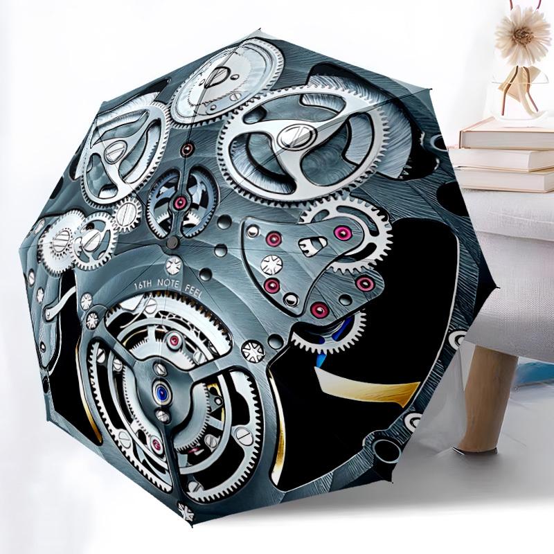 

1pc Gear Pattern Automatic Umbrella - Automatic Opening And Closing, Sturdy Iron Frame, Formal Occasions yy251018223