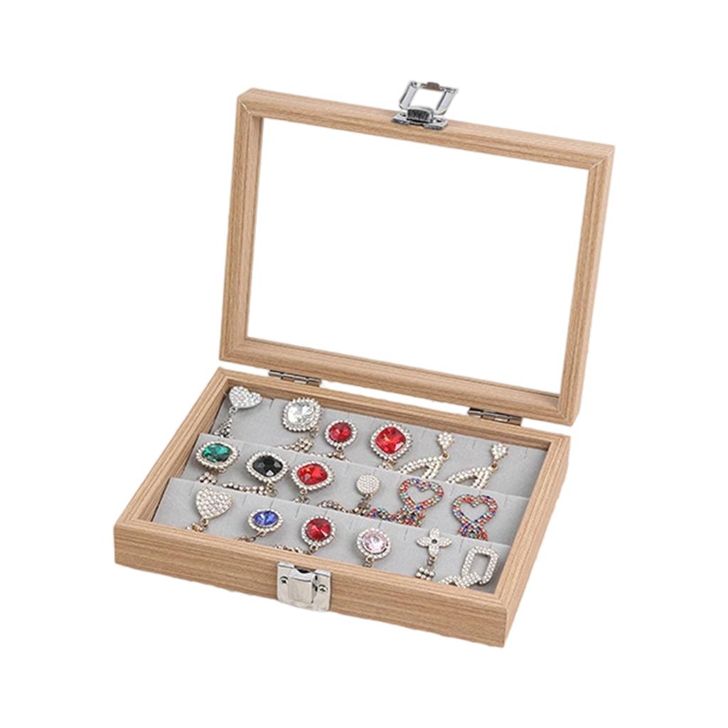 Elegant Wooden Jewelry Box with Dustproof Lid Necklace and Ring Organiser Case Accessories Storage Container for Home