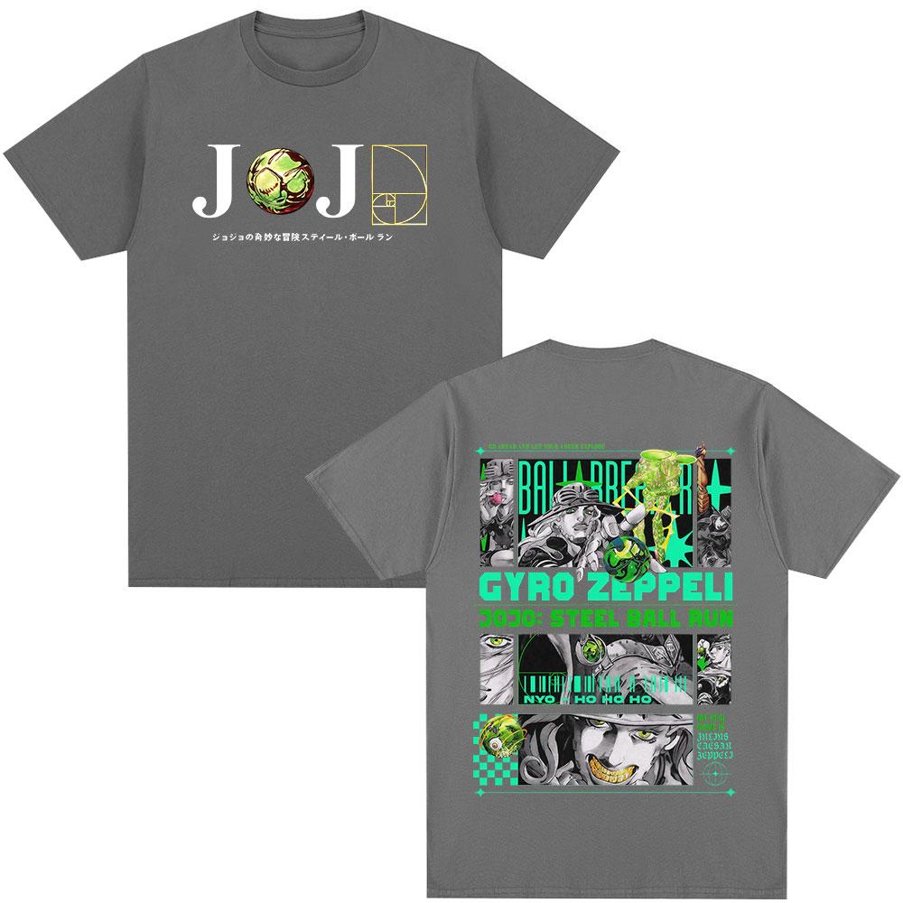 Anime JoJo Bizarre Adventure STEEL BALL RUN Gyro Zeppeli T Shirts Unisex Casual Harajuku Cotton Short Sleeves Tshirt Streetwear