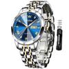 Stylish Quartz Simple Diamond Stainless Steel Date Luminous Blue Men's Watch, Watch, Waterproof, Design, Accent, Easy-to-Read Dial, Band,