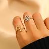 Simple Personality Stainless Steel Hollowed-out Heart Key Shape Opening Rings for Women Fashion Charm Finger Jewelry Accessories