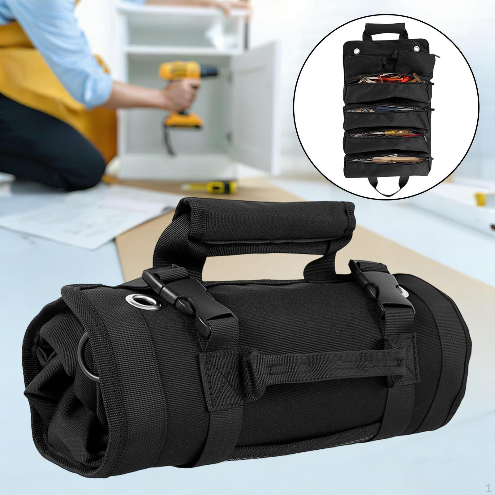 

Tool Roll Bag Organizer Oxford Cloth Multi Pocket Easy to Carry Pouch Heavy Duty Storage Case for