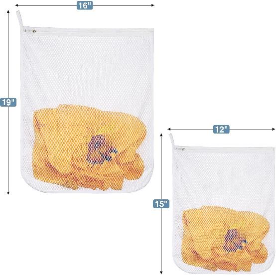 4 pcs Durable Honeycomb Mesh Laundry Bags for Delicates 2 Large (16" x 19") 2 Medium (12" x 15")