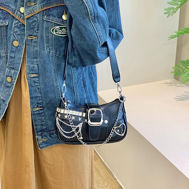 Yogodlns Nuova Borsa a Spalla di Nicchia con Texture Amore Catena a Farfalla Sottospalla Borsa a Spalla Diagonale da Moto per Ragazza Piccante per Donna