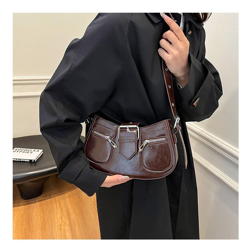 IELGY Niche Design Saddle Bag Simple Retro Underarm Bag