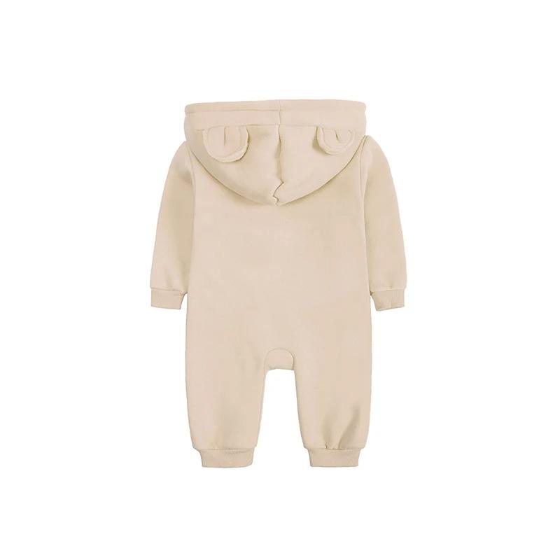 Baby Boys Girls Clothes Long Sleeve Rompers Solid Hoodies Bear Jumpsuit Costume Infant Onesies Bodysuit Newborn
