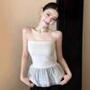 White Ruffle Edge Splicing Tube Top Women's Summer Spice Girl Pure Desire Style Design Sense Niche Slim Top