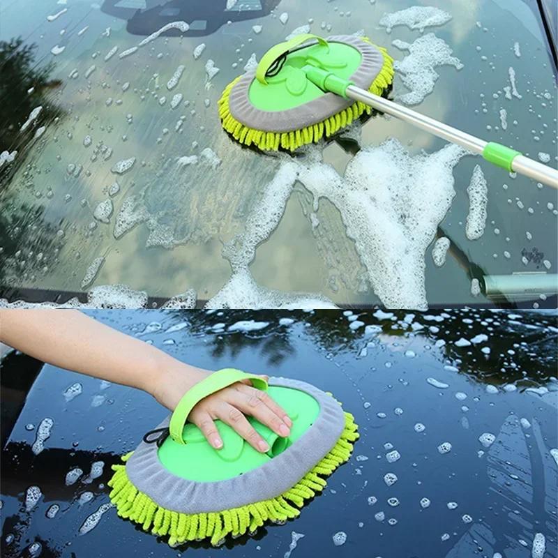 The Car Wash Mop Doesn't Damage The Car Paint. It's A Car Cleaning Wonder with A Retractable Chenille Car Wash Brush