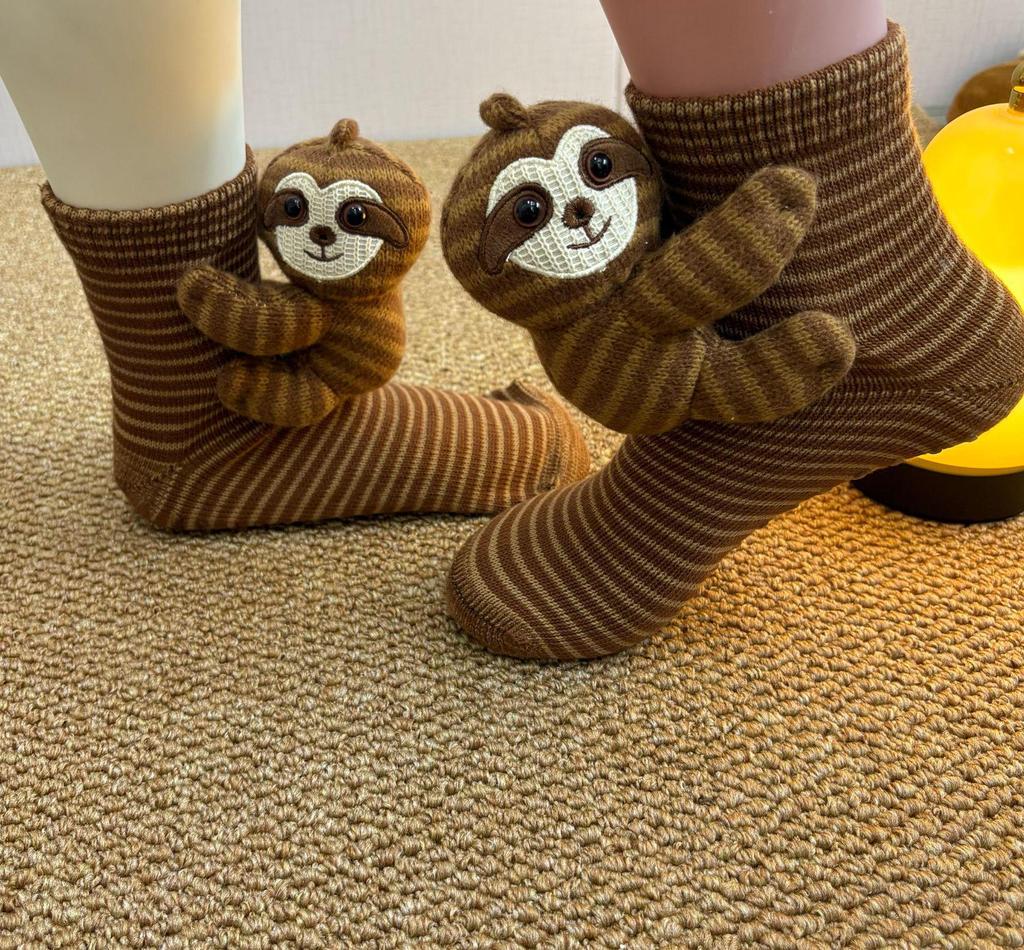 3D Cute Sloth Plush Socks - Warm Crochet Animal Floor Socks for Men & Women