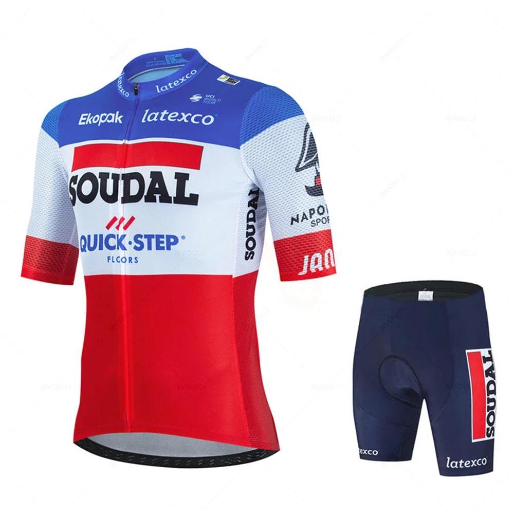 Soudal Quick Step sada cyklistického dresu léto belgické kolo prodyšné muži oblečení na horské kolo Maillot ropa ciclismo uniforma