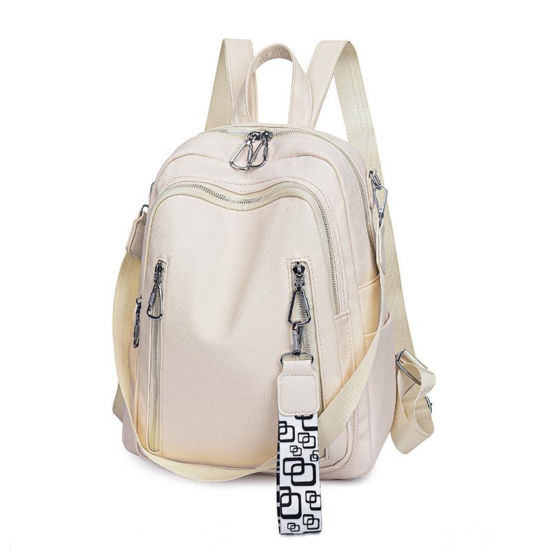 2025 new Korean version fashion trend retro large capacity soft leather backpack outdoor travel backpack women's bag