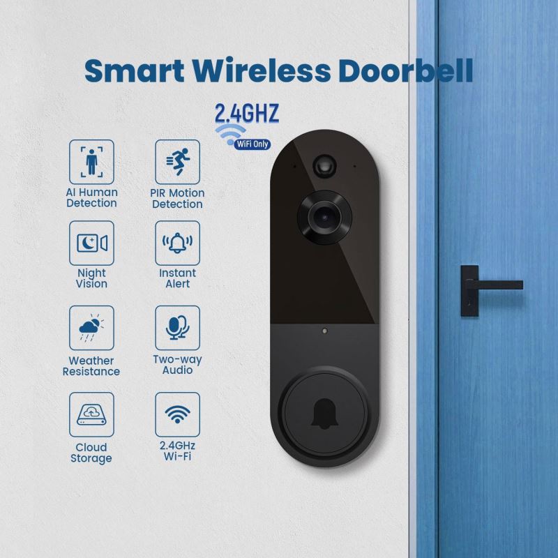 Tiktok Hot Selling Popular Smart Doorbell, Visual Doorbell, Wireless Doorbell, Smart Home Security Monitoring Camera, Home Use