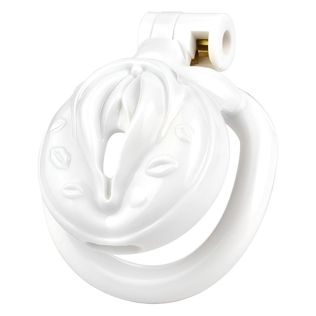 Simulation Female External Genital Cock Cage Chastity Lock Male Use Sexy Transformation Penis Lock Waterproof Customized Toys