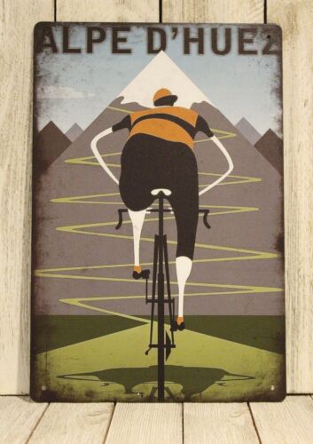 Tin Sign Metal Alpe d Huez Bike Race Cycling Vintage LookAluminum 20x30cm(7.8x11.8inch)