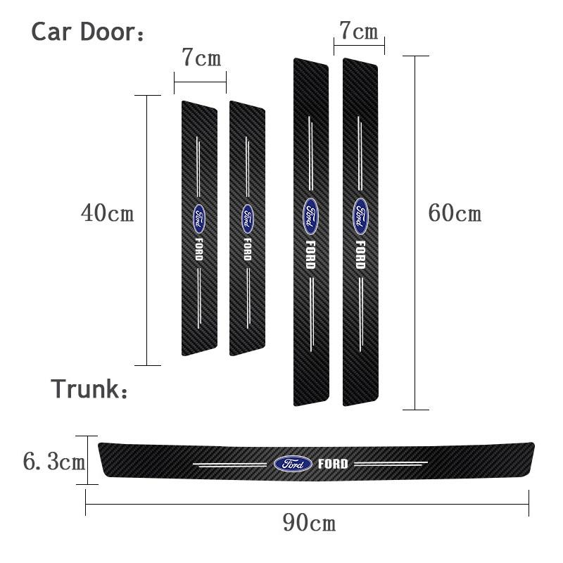 1/4/5Pcs Carbon Fiber Car Threshold Protection Stickers Interior Accessories For Ford ST Line Focus Mustang Fiesta Puma Ranger