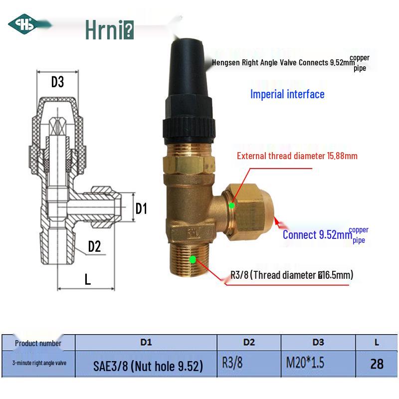 Refrigeration Equipment Right Angle Copper Valve: 6-19 Manual Stop Valve for Air Conditioning Liquid Storage