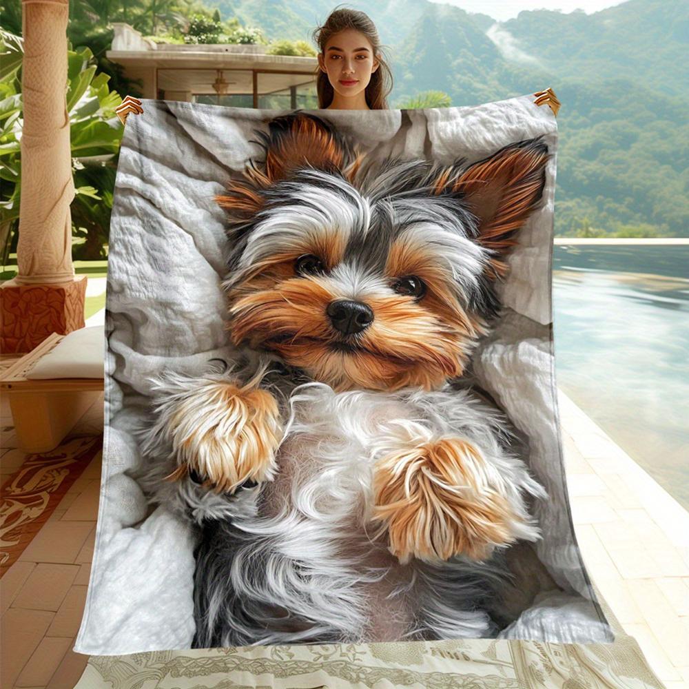 

Yorkie Dog Print Blanket , Warm and comfortable throw blanket sofa bed sofa camping trip, the best gift. 75x90cm