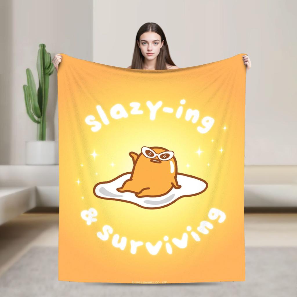 Lazy Egg Gudetama Flannel Blankets Winter Super Warm Throw Blanket for Child Bedroom Funny Bedspread Sofa Bed Cover