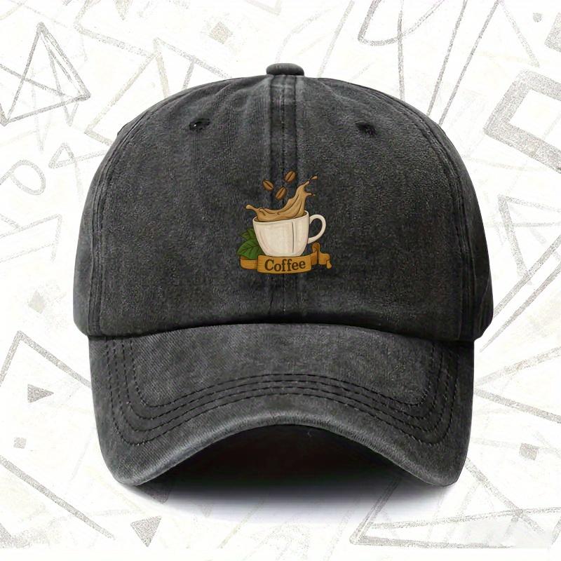 Pc Vintage Washed Hat with Coffee Theme Unisex Solid Baseball Cap Suitable for All Seasons Ideal Gift for Weddings Parties