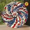 Round Metal Wall Art Patriot Stars Stripes Decor 20x20cm